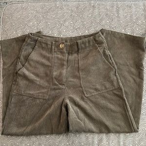 Greenish Brown Corduroy Wide Leg Pants!